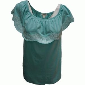 Style Co Ruffled Off-The-Shoulder Top Geo Emblem L